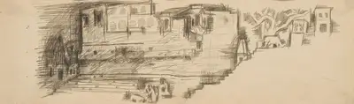 M.F. Husain (Artist), Benaras, 1965, Drawing