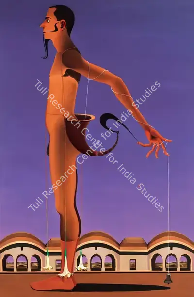 Surendran Nair (Artist), I Beg Your Pardon: The Scorpion Actor Meditating On A Character Of An Imaginary Play (Cuckoonebulopis), 2002, Painting