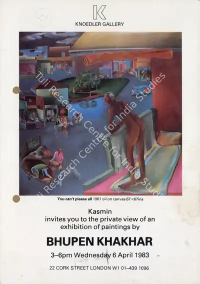 Bhupen P. Khakhar (Artist), An Exhibition of Paintings by Bhupen Khakhar, 1983, Solo Exhibition Invitation
