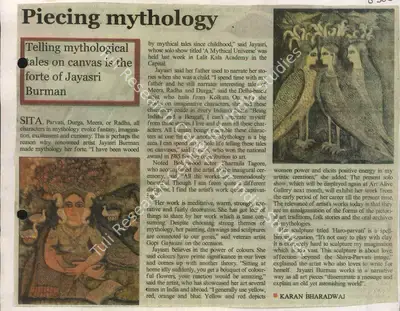 Karan Bhardwaj (Reporter), Piecing Mythology, 2010, Newspaper Clipping