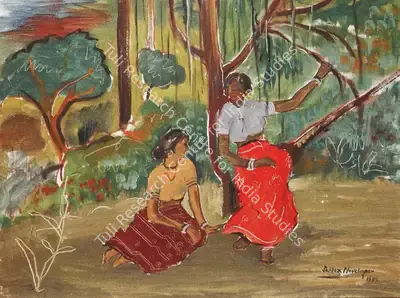 Sailoz Mookherjea (Artist), At Rest, 1953, Painting