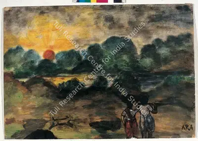 K.H. Ara (Artist), Travellers in Landscape, 1941, Painting