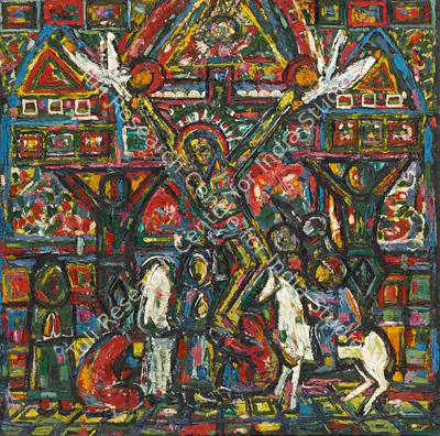 F.N. Souza (Artist), Golgotha in Goa, 1948, Painting