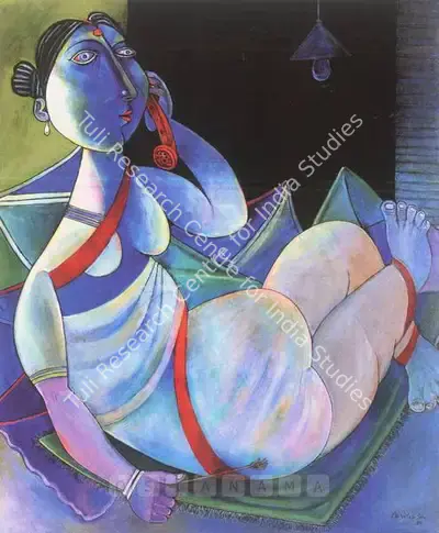 Paritosh Sen (Artist), Woman Telephoning, 1990, Painting