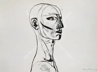 Dhruva Mistry (Artist), Study for Head, 1979, Drawing