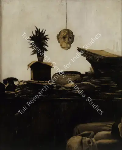 Bikash Bhattacharjee (Artist), Untitled (In his Office), 1975, Painting