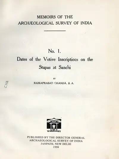 Ramaprasad Chanda (Author), Memoirs of the Archaelogical Survey of India, 1919, Authored Antiquarian Book