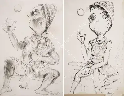 Paritosh Sen (Artist), Untitled (Juggler), 1993, Drawing