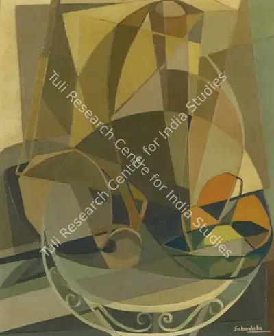 Jehangir Sabavala (Artist), Earthenware and Fruit, 1958, Painting