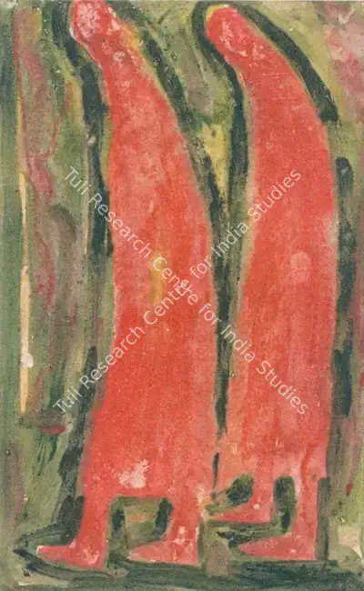 Gobardhan Ash (Artist), Pious Life; Couple, 1987, Painting