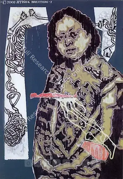 Kallat, Jitish (Artist). Breathing - 2, 2002 | Painting, AG.Onl/21.08.08, 2008 · Asta Guru