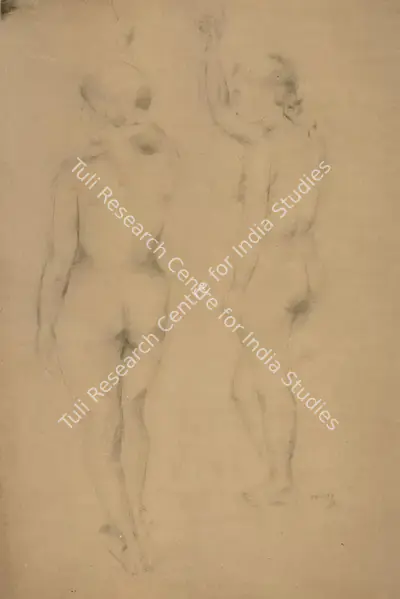 Akbar Padamsee (Artist), Two Nudes, 1966, Drawing
