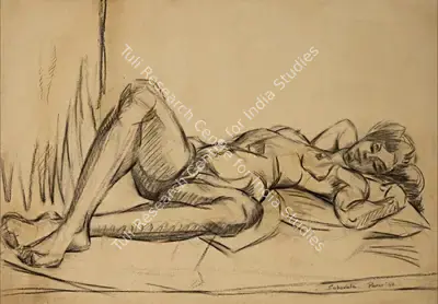 Jehangir Sabavala (Artist), Reclining Nude, 1949, Painting