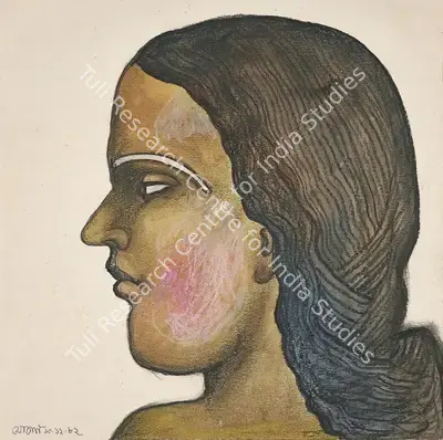 Jogen Chowdhury (Artist), Head of a Girl, 1982, Painting