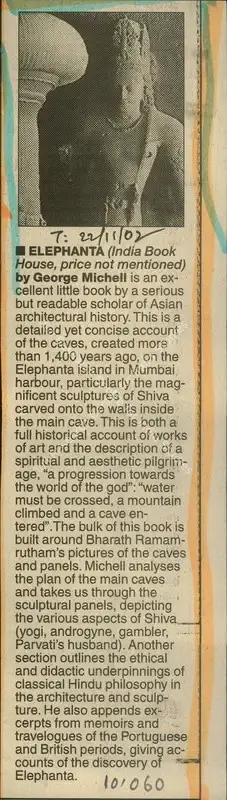 George Michell (Reporter), Elephanta, 2002, Newspaper Clipping