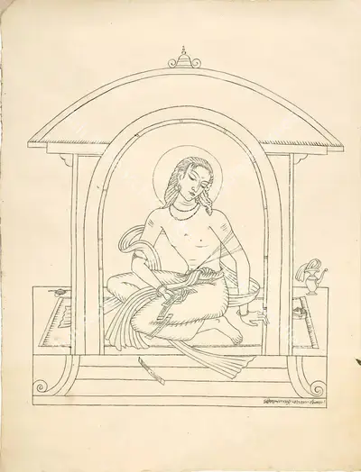 Nandalal Bose (Artist), Chaitanya, 1926, Drawing