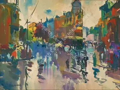 S.H. Raza (Artist), Monsoon Landscape, 1945, Painting