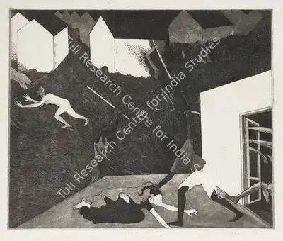 G.M. Sheikh (Artist), Riot, 1973, Graphic Art