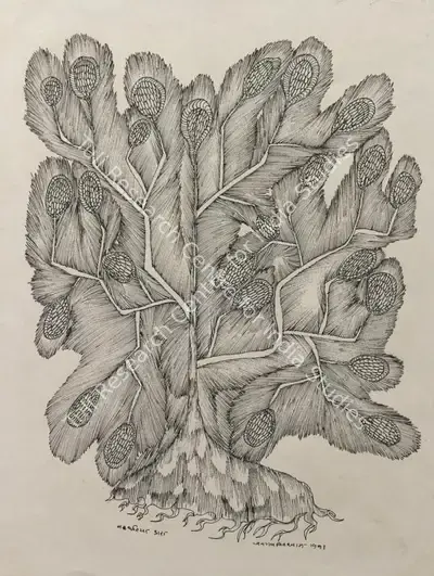 Jangarh Singh Shyam (Artist), Bhatkatiya Jhad (Gond Art), 1991, Painting