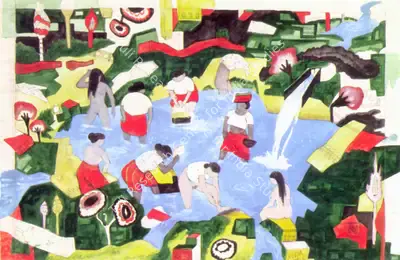 F.N. Souza (Artist), Woman Washing, 1944, Painting