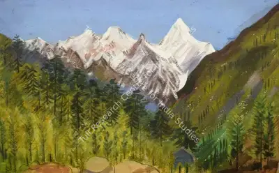 Vasudeo Smart (Artist), Himalaya- Snow Peaks (recto); Unfinished mountain landscape (verso), Painting