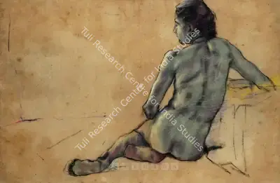 Bikash Bhattacharjee (Artist), Nude, 1961, Drawing