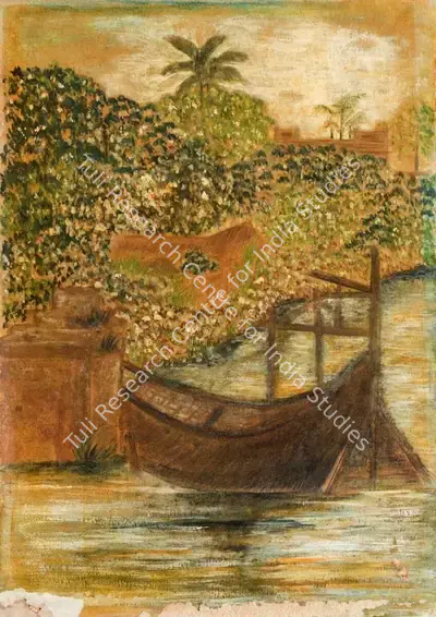 Rathindranath Tagore (Artist), Untitled (Boat on Padma near Shilaidaha), Painting