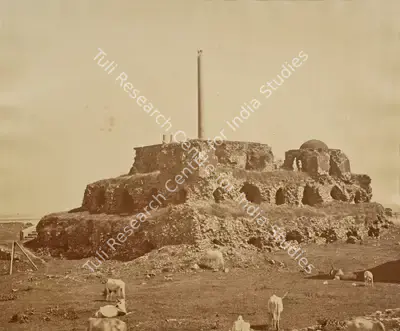 Studio V. & E. Pont (Photographic Studio), The Ashoka Pillar inside Feroz Shah Kotla, Delhi, Antiquarian Photograph