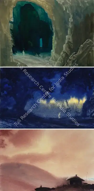 Sen, Bireshwar (Artist). The Haunted Cave, 1974 | Painting, Os.Mum/19.01.08, 2008 · Osian's