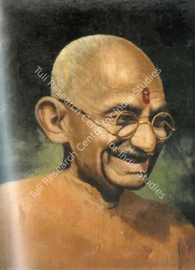 Unknown European Artist (Artist), Gandhi With Vermillion Tilak And Grain Of Rice On Forehead, Painting