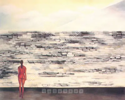 Hemi Bawa (Artist), Woman Against Wall, 1992, Painting