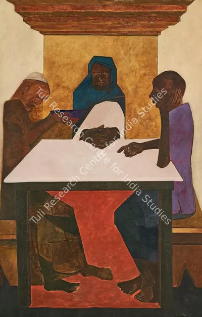 Khanna, Krishen (Artist). Meeting at Emmaus, 1979 | Painting, Pu.Onl/07.12.23, 2023 · Pundole