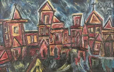 F.N.&nbsp;Souza (Artist), Townscape, 1958, Painting