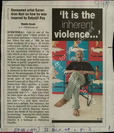 Riddhi Doshi (Reporter), It is the Inherent Violence…, 2008, Newspaper Clipping