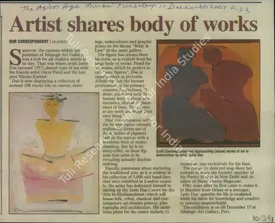 Artist Shares body of works, 2007, Newspaper Clipping