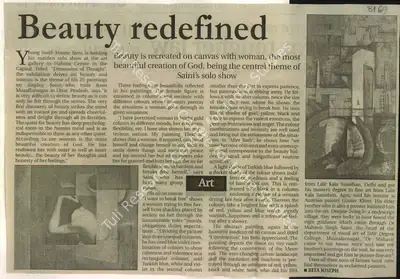 Rita Joseph (Reporter), Beauty Redefined, 2008, Newspaper Clipping