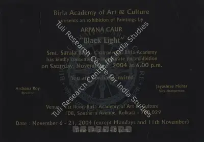 Arpana Caur (Artist), Arpana Caur, 2004, Solo Exhibition Invitation