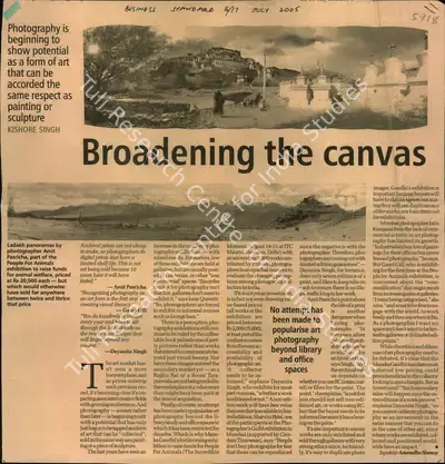 Anuradha Shenoy (Reporter), Broadening the Canvas, 2005, Newspaper Clipping