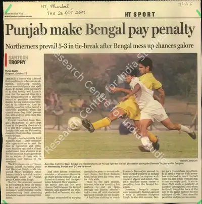 Varun Gupta (Reporter), Punjab make Bengal pay Penalty, 2006, Newspaper Clipping