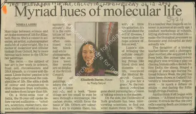 Nisha Lahiri (Reporter), Myriad Hues of Molecular Life, 2003, Newspaper Clipping