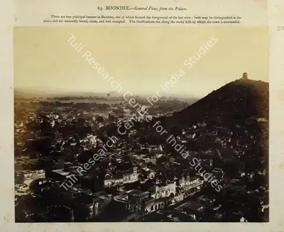 Eugene Clutterbuck Impey (Photographer), Boondee - General view, from the Palace, 1861, Antiquarian Photograph