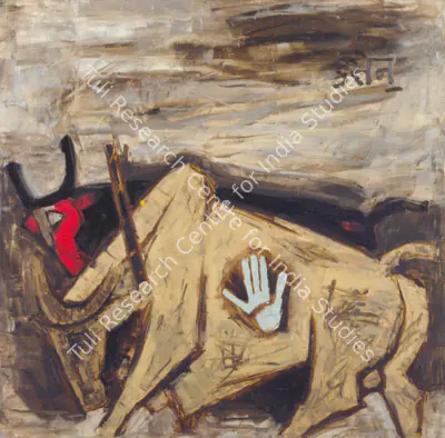 Husain, M.F. (Artist). Bulls. Oil on canvas, 1961 | Painting | FineArts | 00599631