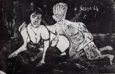 F.N. Souza (Artist), Lovers, 1964, Drawing