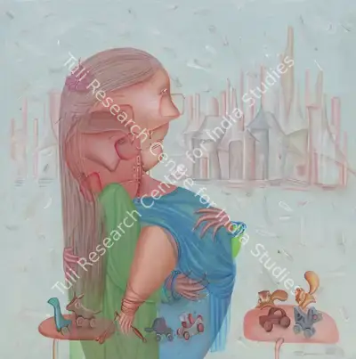 Chintan&nbsp;Zalavadia (Artist), Nurturing Arms - A Mother’S Embrace, 2025, Painting