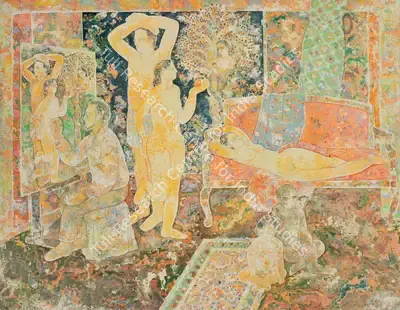 Sakti&nbsp;Burman (Artist), The Artist Painting Adam and Eve, 1994, Painting
