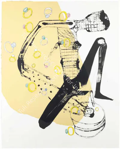 Atul Dodiya (Artist), Sabari Throwing Rings into the Chakki, 2005, Graphic Art