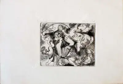 Somnath Hore (Artist), Untitled (Figures), 1973, Graphic Art