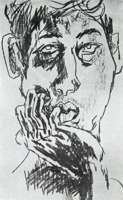 S.K. Rajavelu (Artist), Self-Portrait, Drawing