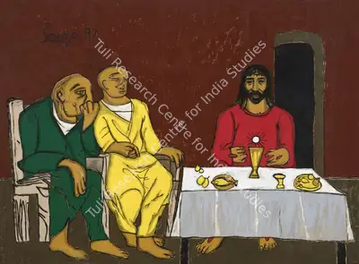 Souza, F.N. (Artist). Supper at Emmaus, 1987 | Painting, Sa.Mum/02.04.25, 2025 · Saffronart