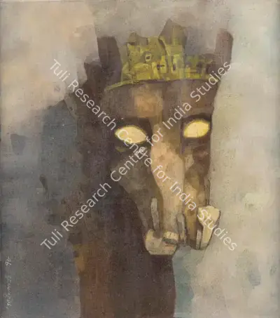 Ganesh Pyne (Artist), Crown, 1978, Painting